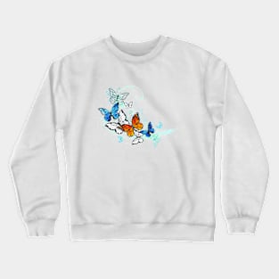 Artistic Morpho and Monarchs Butterflies Crewneck Sweatshirt